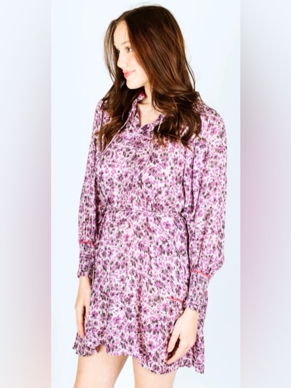 Maria Cher Chleo Short Dress Purple Floral, Nwt Size S, Effortless Fit